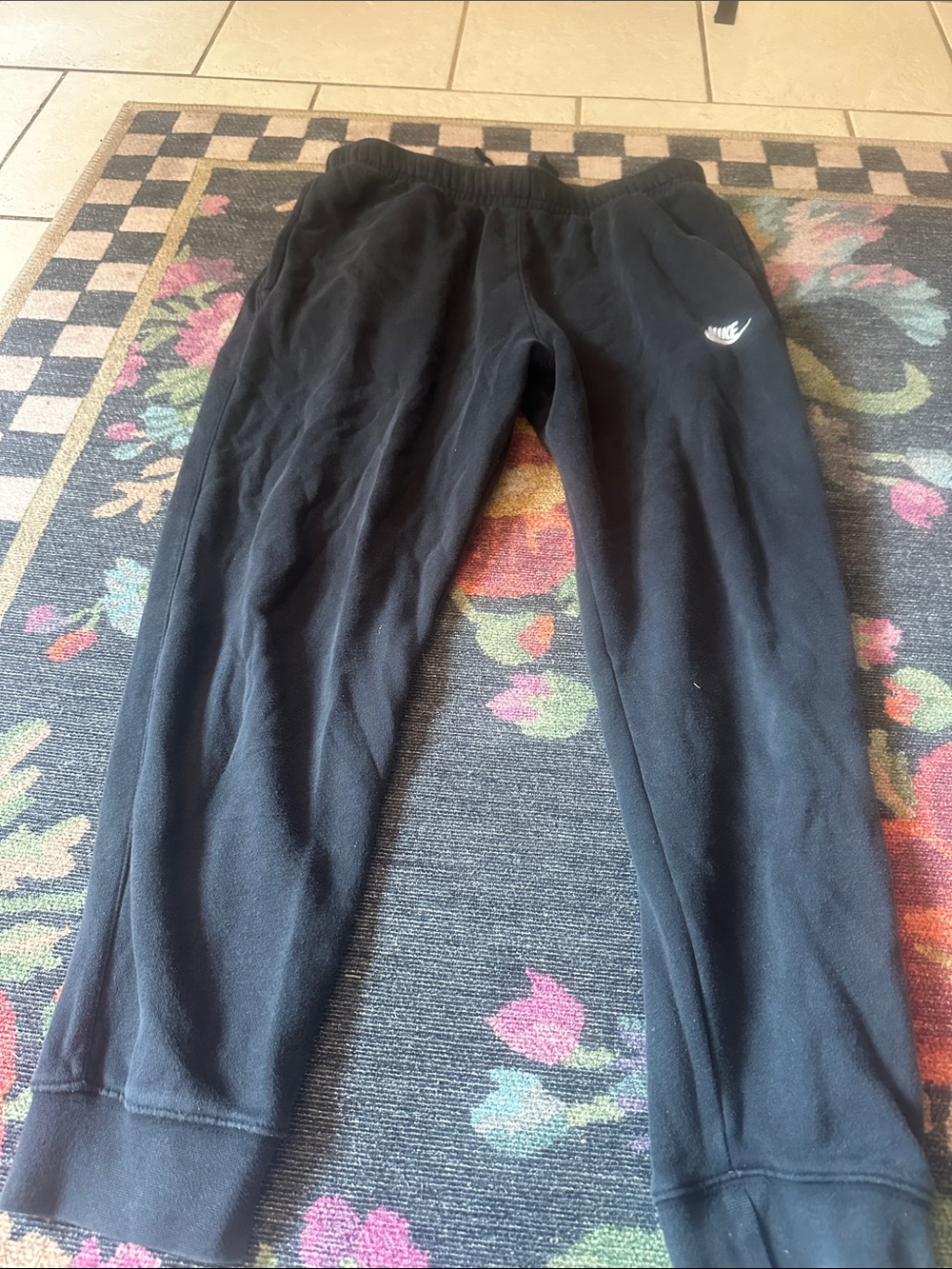 Nike Kids Black Jogger Sweatpants with White Swoosh
